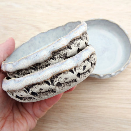 Handmade Ceramic Dipping Bowl Set of 3 – Rustic Sauce Dishes – Condiment, Tapas Bowls