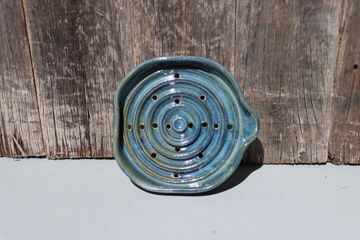 Soap dishes in misty green and blue - hand thrown
