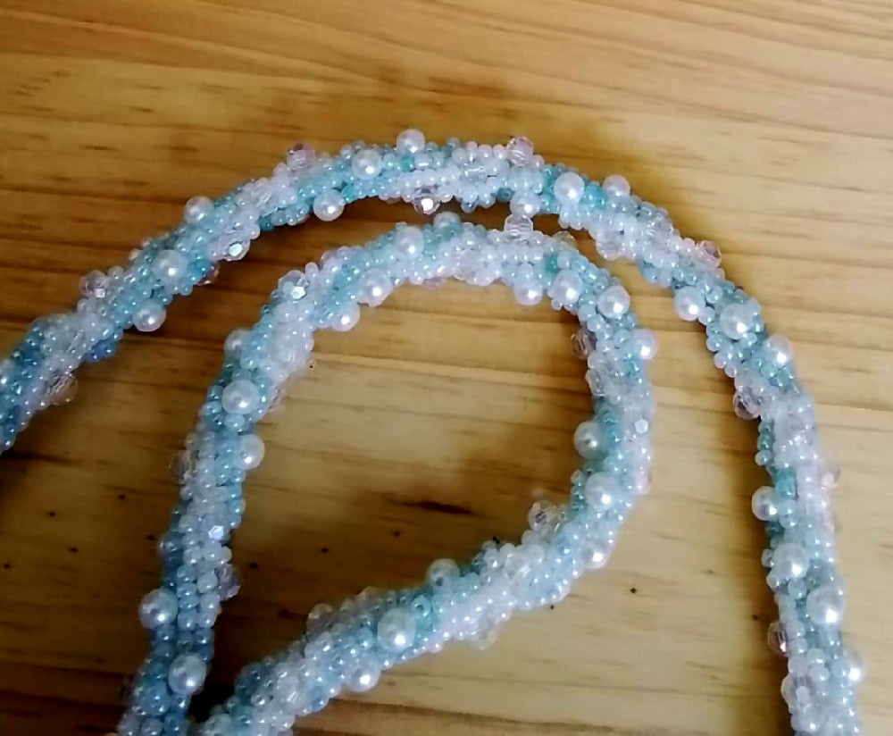 Sparkly Blue beadwoven necklace