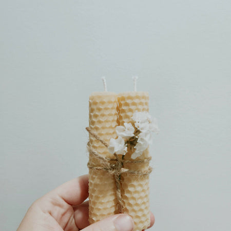 Cord Burning Mini Beeswax Candles