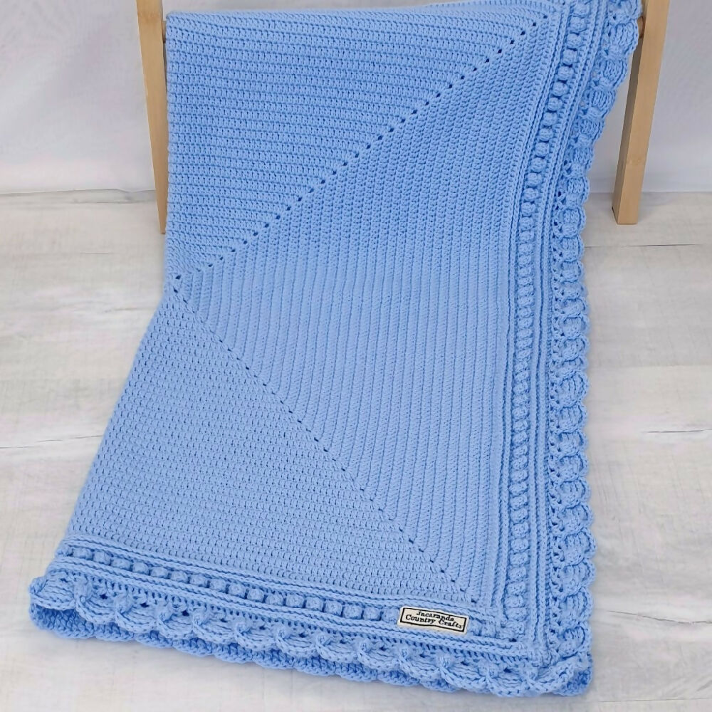 Magnolia Wool Baby Blanket Blue 2