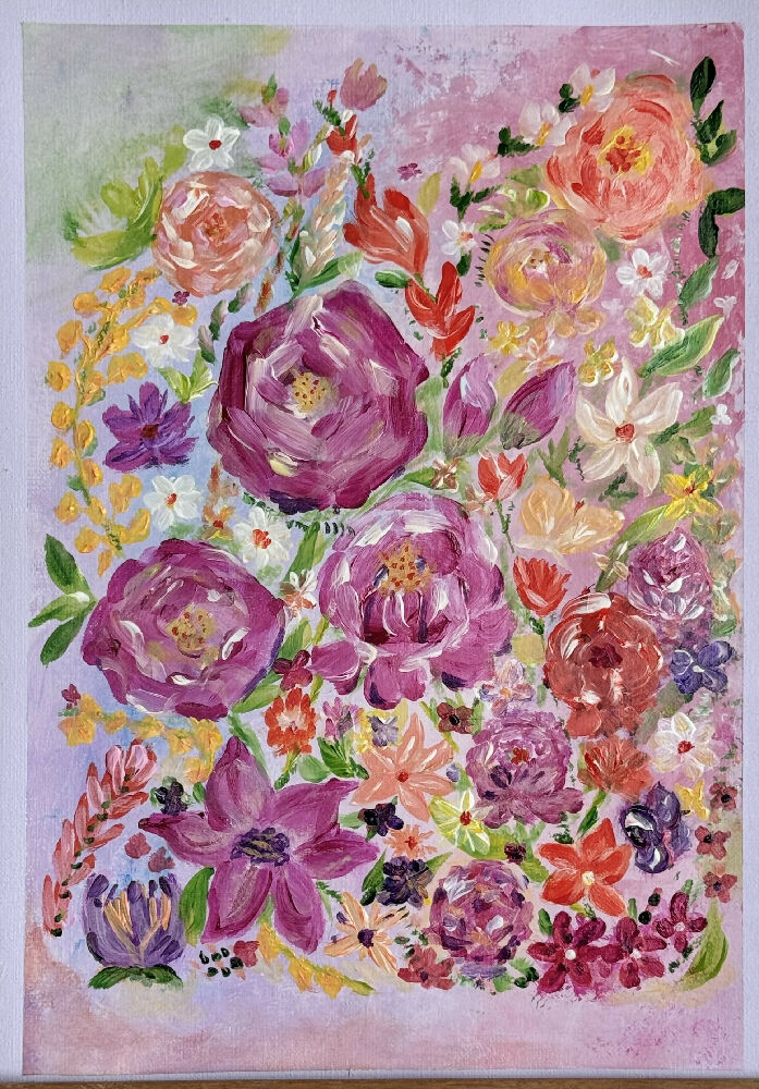 Original art - "Flowers for Sally" acrylic on paper A4