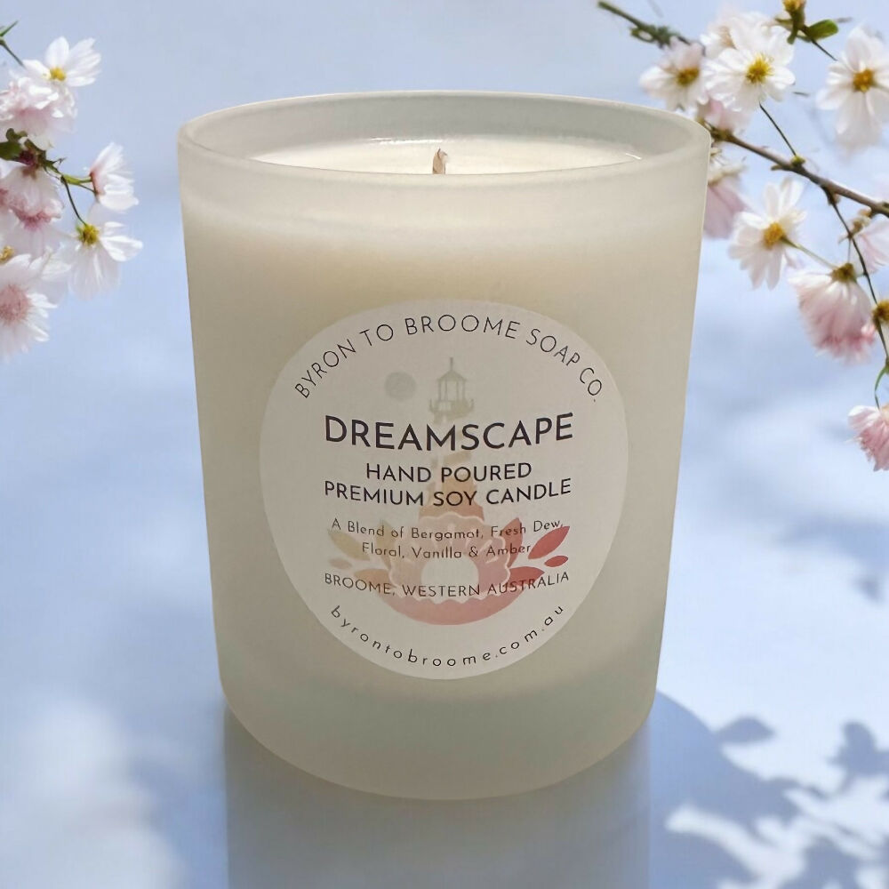 Dreamscape Pure Soy Candle | Oxford Tumbler with Gold Geo Metal Lid 300g