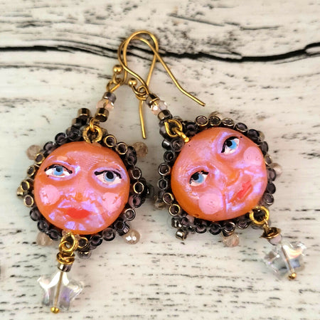 Vintage-Inspired Orange Sun Earrings