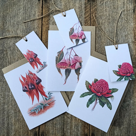 Blank Greeting Cards & Gift Tags Pack - Australian Wildflowers
