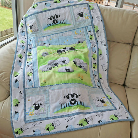 Sheep cot or play/tummy time quilt, cotton, Handmade FREE POST