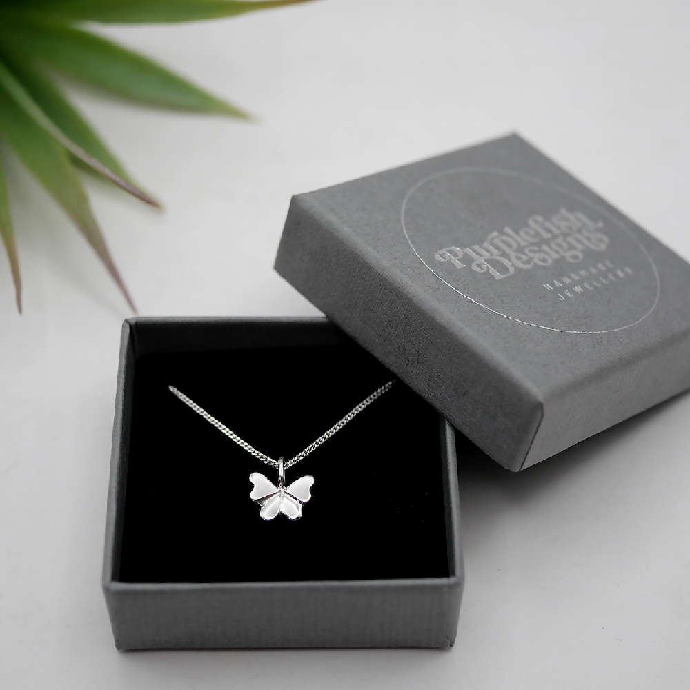 tiny butterfly sterling silver pendant gift box sml