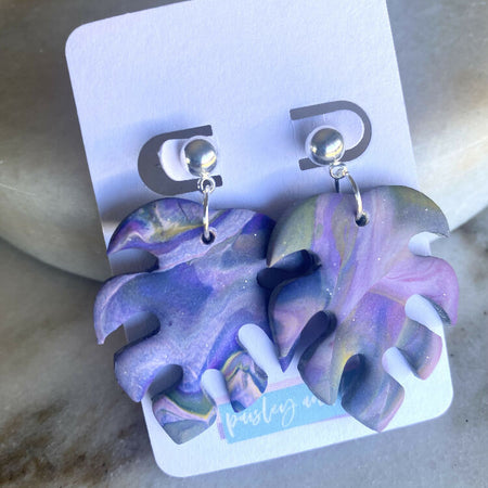 Polymer Clay Monstera Dangles