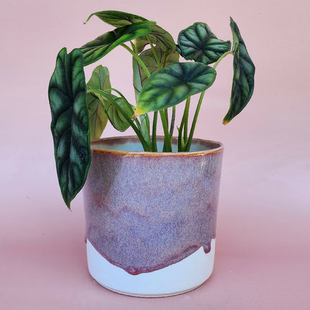 Handmade Ceramic Cover Pot - Pink Glaze
