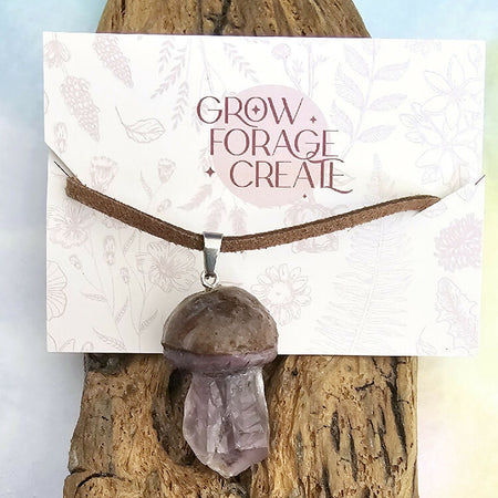 Mushroom Amethyst Crystal Necklace