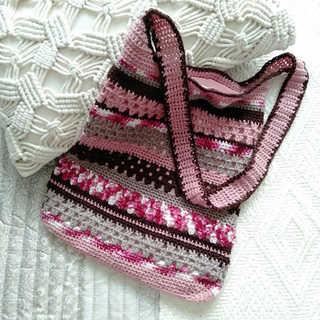 Crochet Hobo Bag - Lined with Pocket (multiple colours)