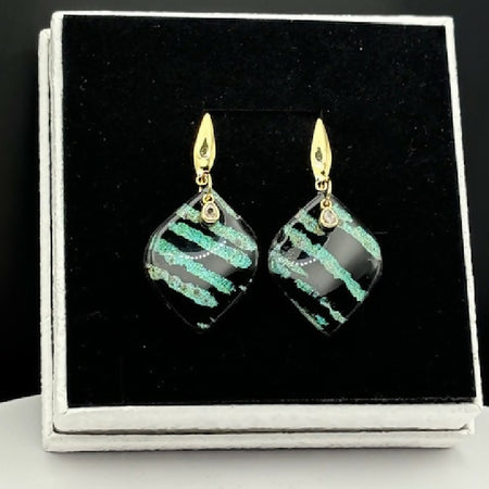 Magical Black and Green Stripe Earrings