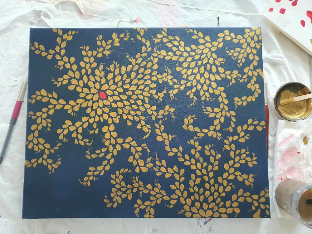 New Mercies - Gold on Blue II | Original acrylic art on canvas |