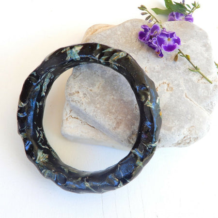 Black Polymer Clay Bangle 