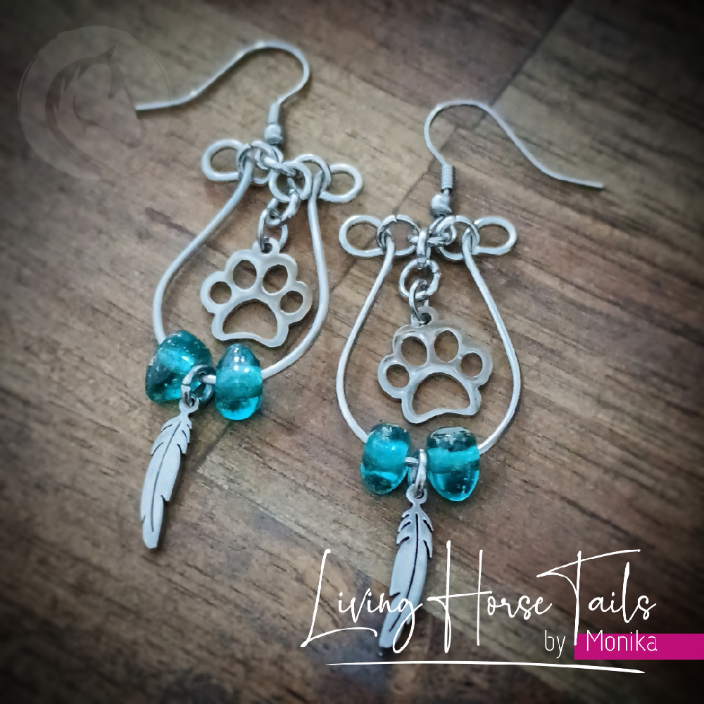 Beaded looped paw earrings