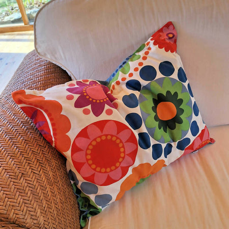 Large Floor or Couch Cushion - Flower Retro Print