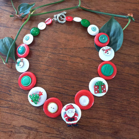 Santa Claus button necklace