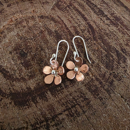 Cute copper and silver daisy earrings