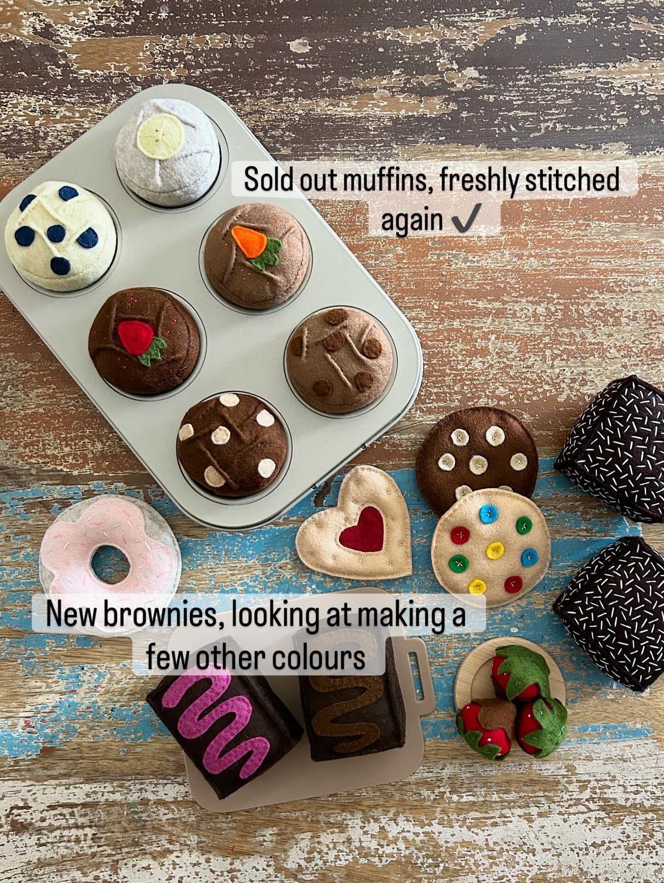 felt play food brownie, pretend play, play kitchen