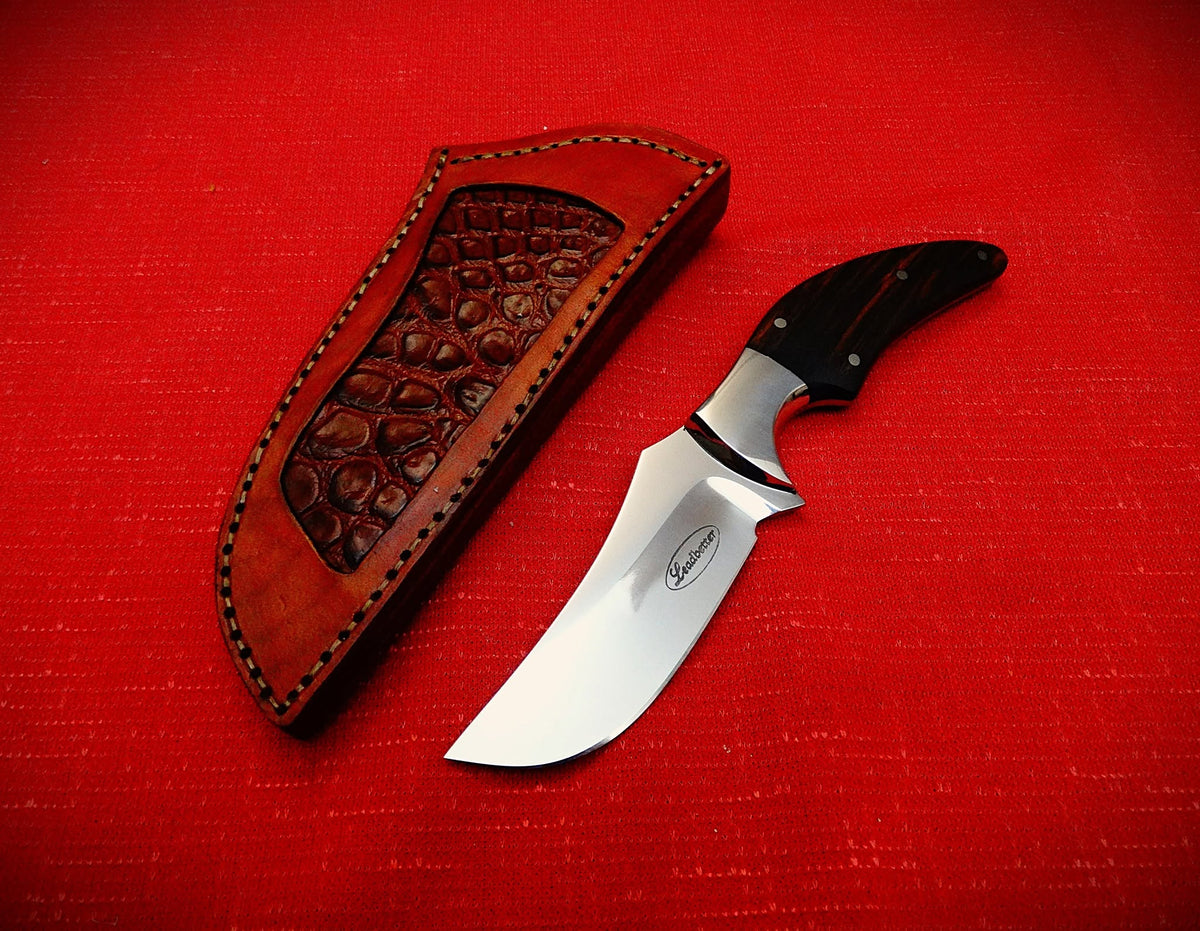 Outdoor camping 440c fixed blade knife leather sheath crocodile skin