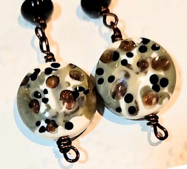 Lovely Speckle Handmade Lamp Work Bead Earrings FREE POST