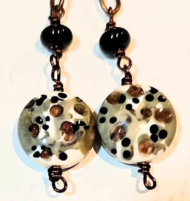 Lovely Speckle Handmade Lamp Work Bead Earrings FREE POST