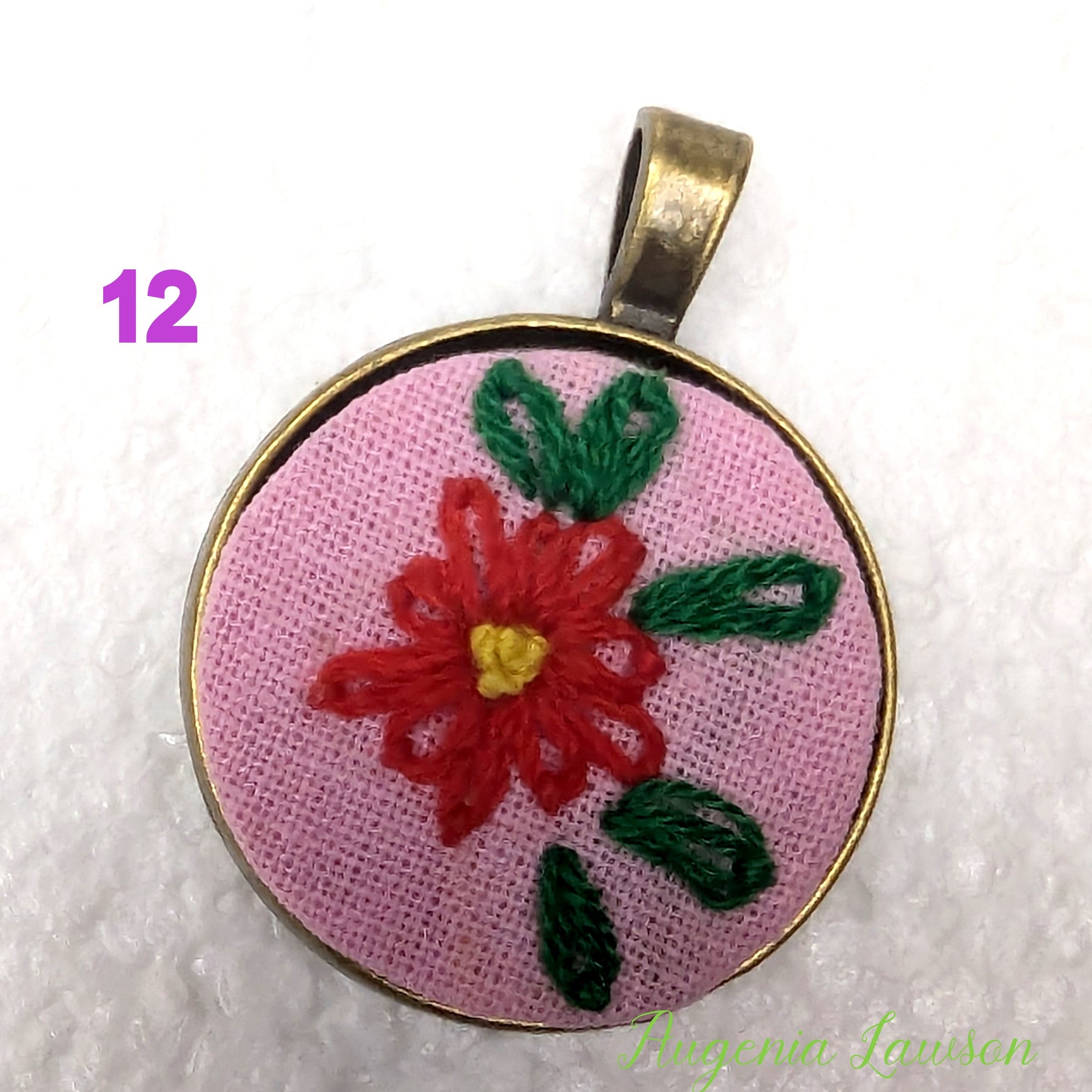 Mini Embroidered Necklace – Handmade Fabric Pendant, Choose Your Design