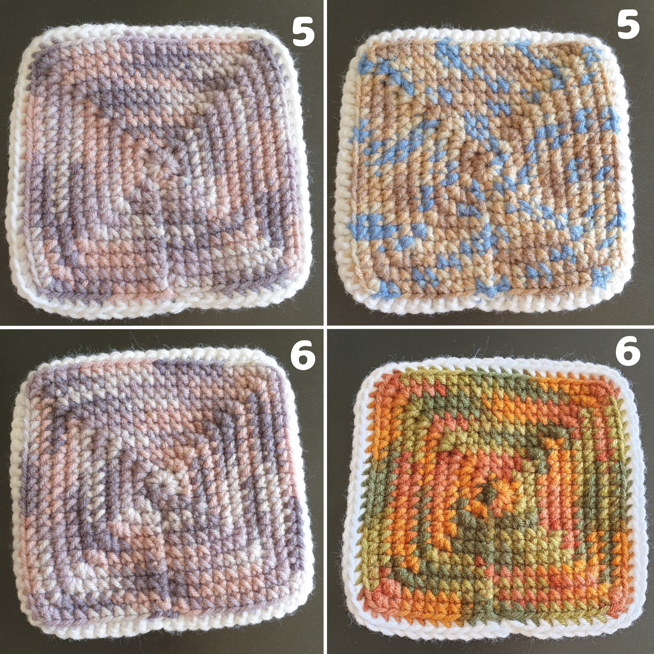 Hand Crochet Colourful Dots Thick Square Coaster : Two Sided ,  Double Sided