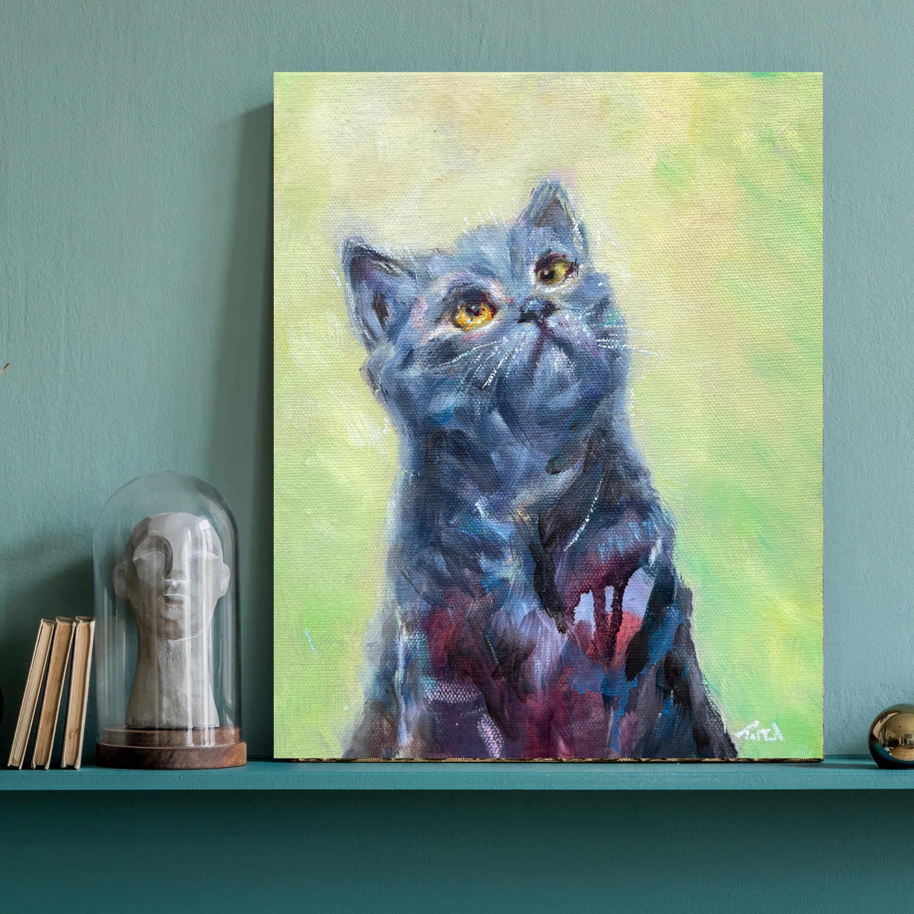 Original Black Cat Portrait - Eyes Full of Wonder
