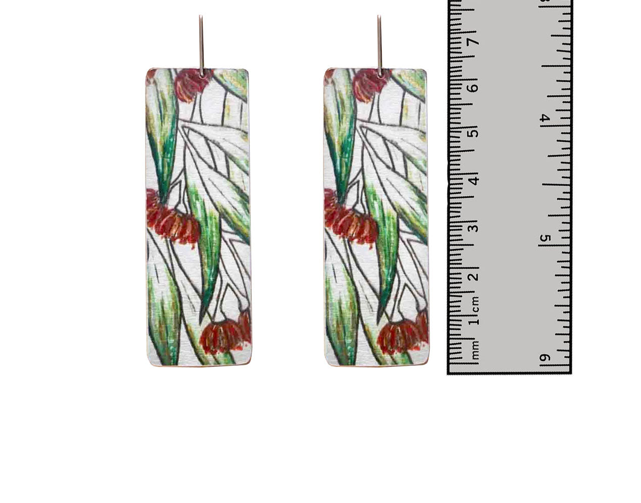 Rectangle Flowering Eucalyptus Earrings