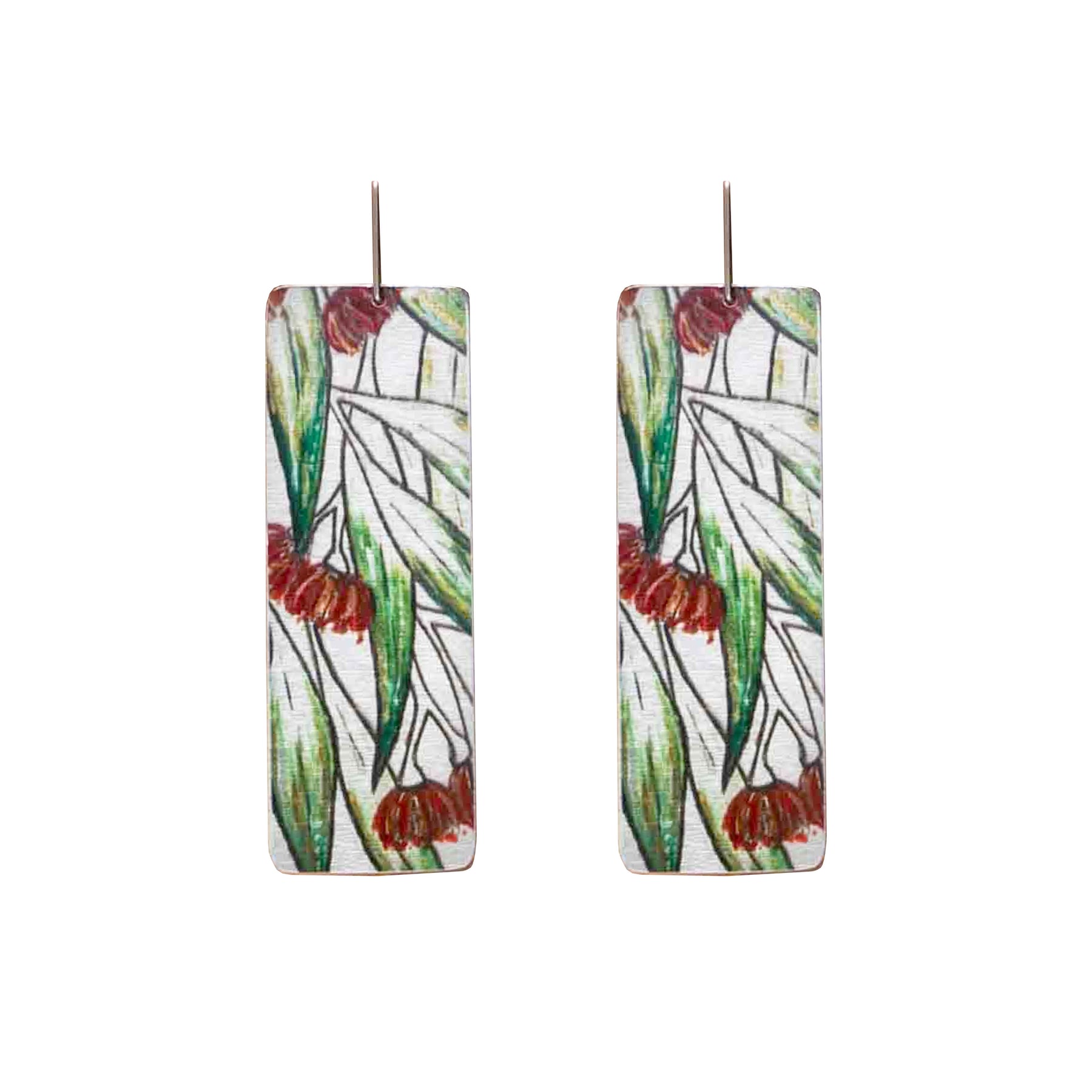 Rectangle Flowering Eucalyptus Earrings