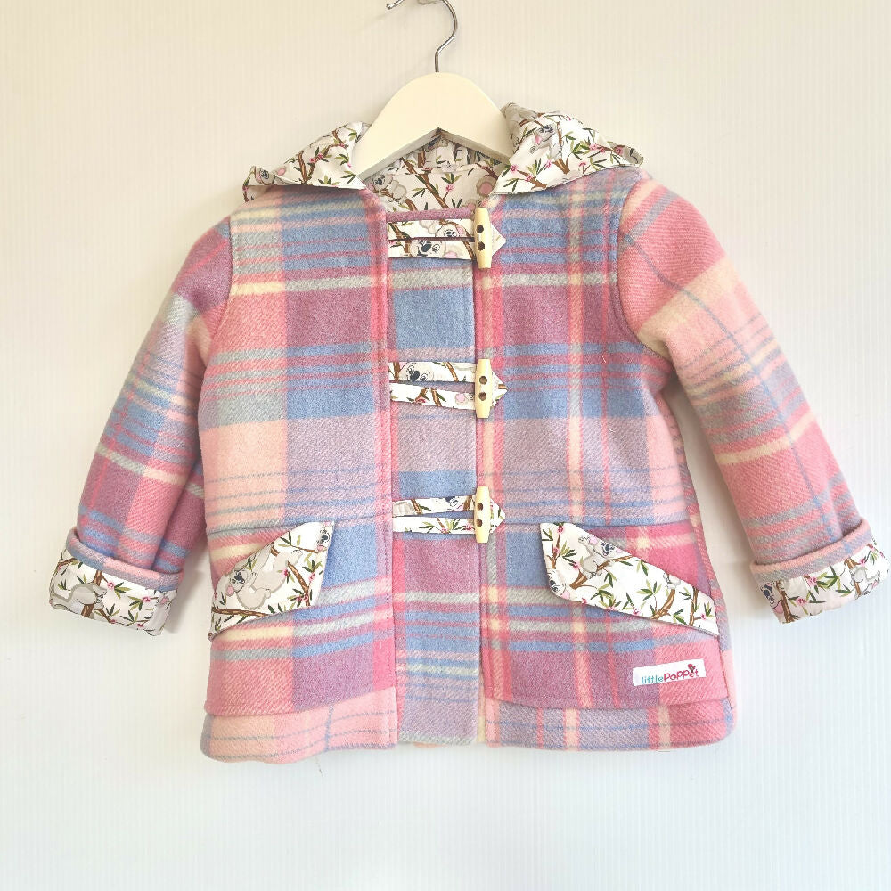 Upcycled Blanket Duffle Coat with Koala Lining