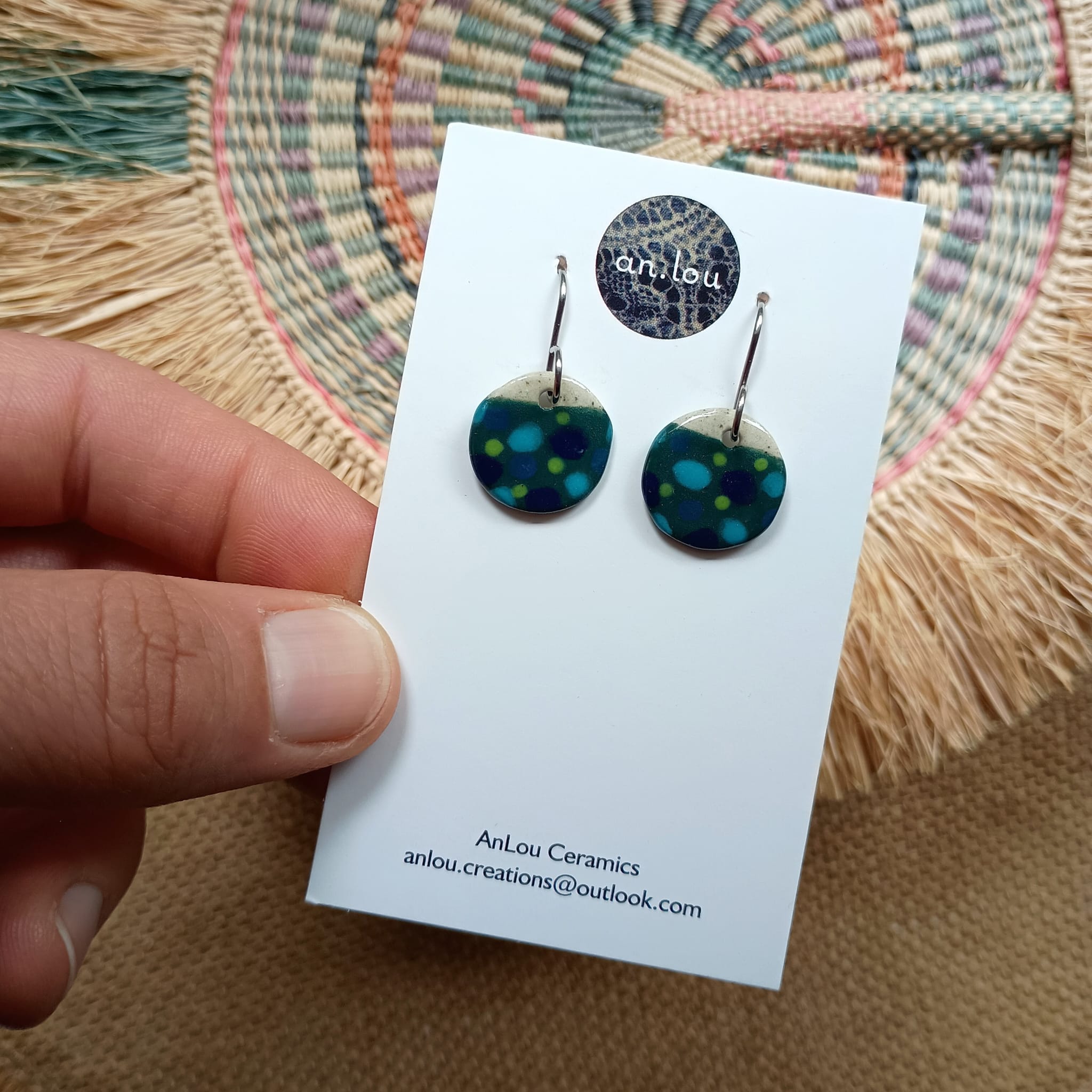 Small Dark Green Multi-Tone Spotted Drops