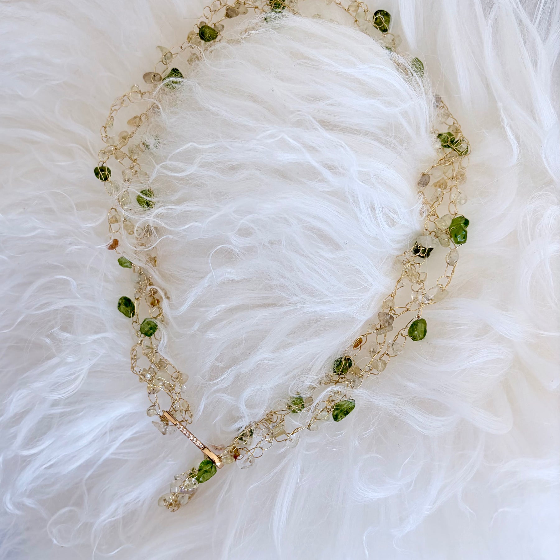 Spring Whisper crafted with natural Citrine and Peridot gemstones Necklace