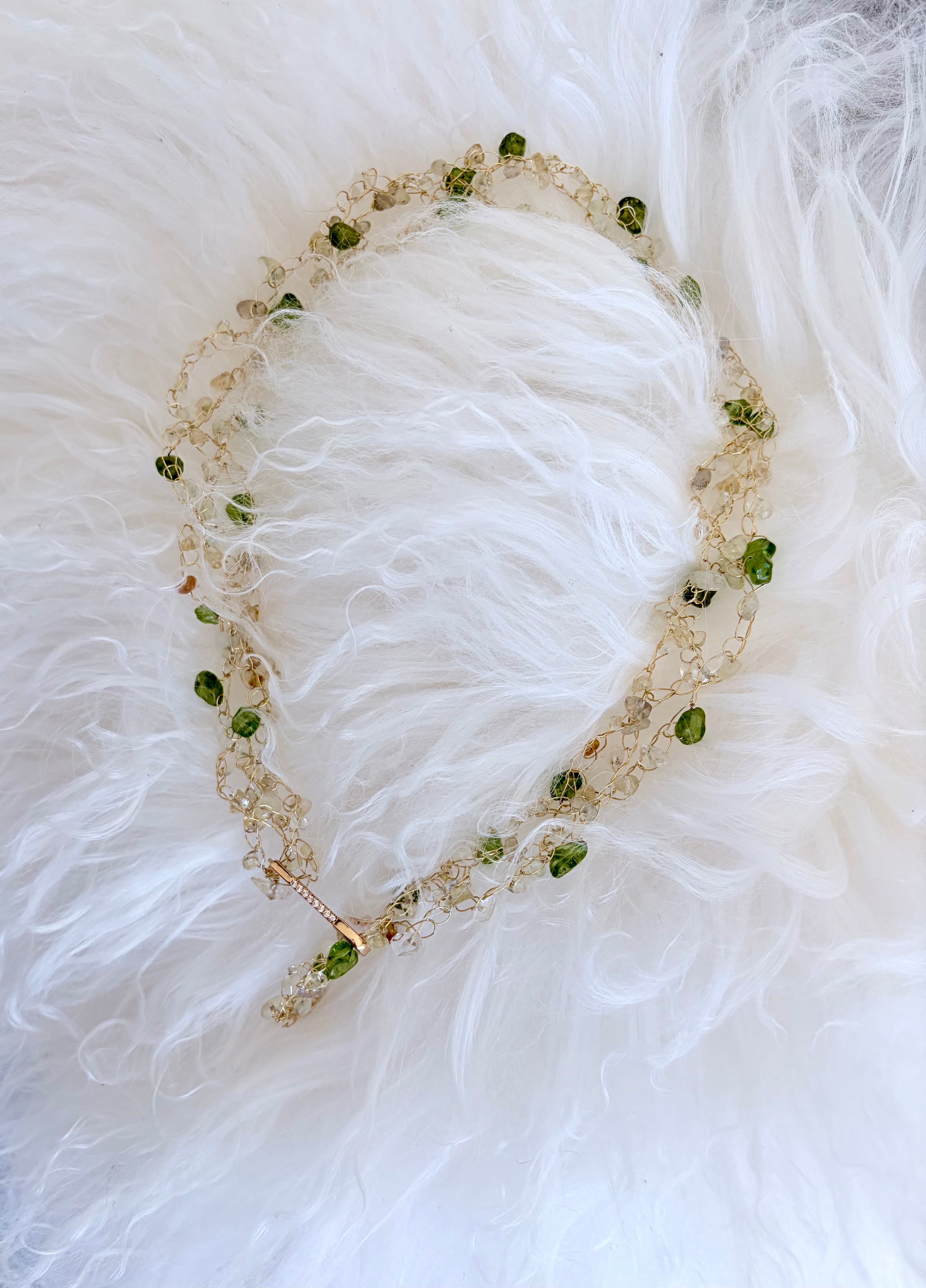 Spring Whisper crafted with natural Citrine and Peridot gemstones Necklace