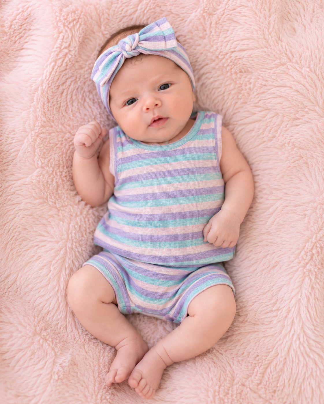 Stripe Rib Knit Newborn Babywear