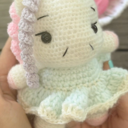 Handmade Crochet Unicorn in Mint Dress