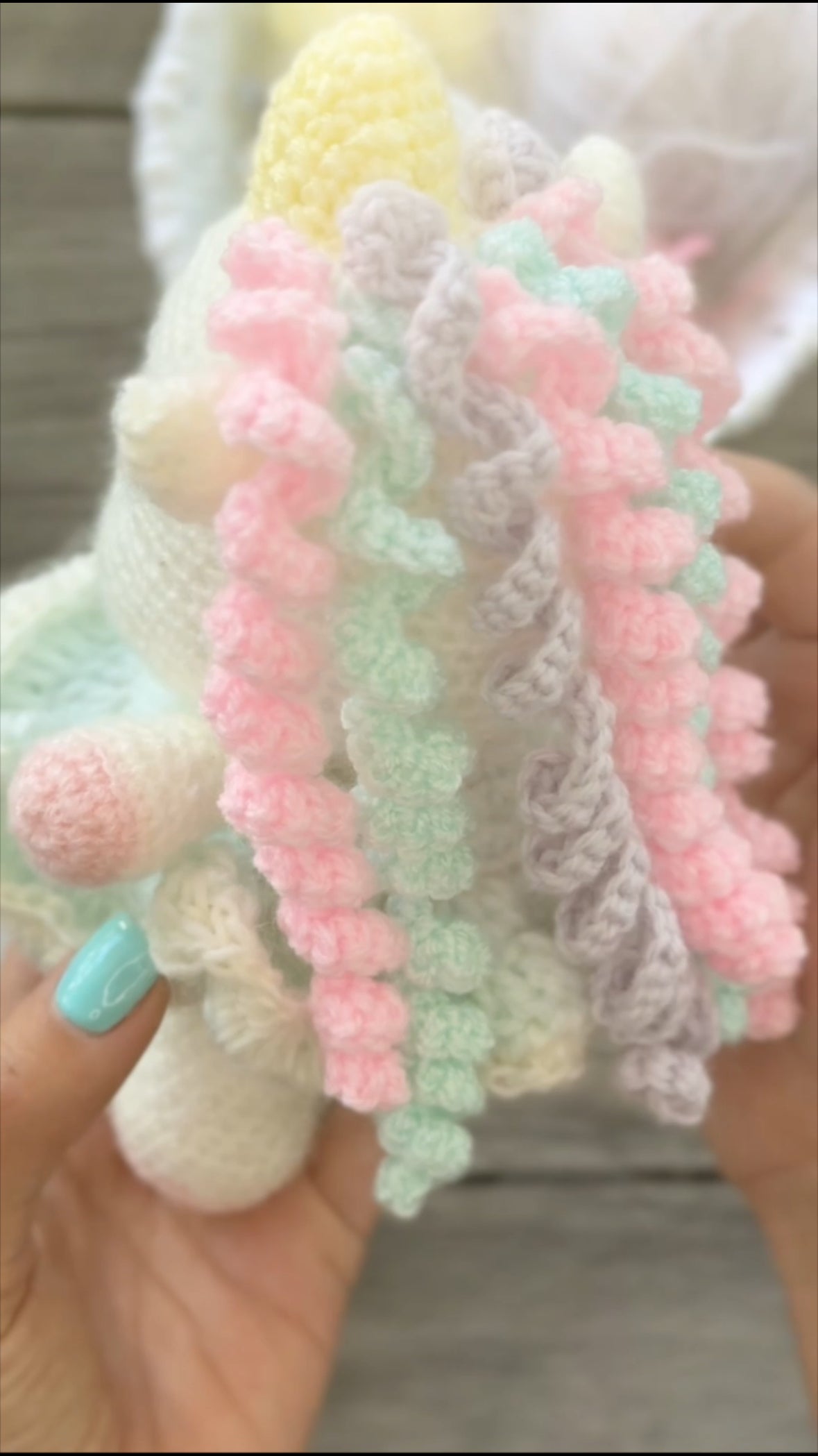 Handmade Crochet Unicorn in Mint Dress