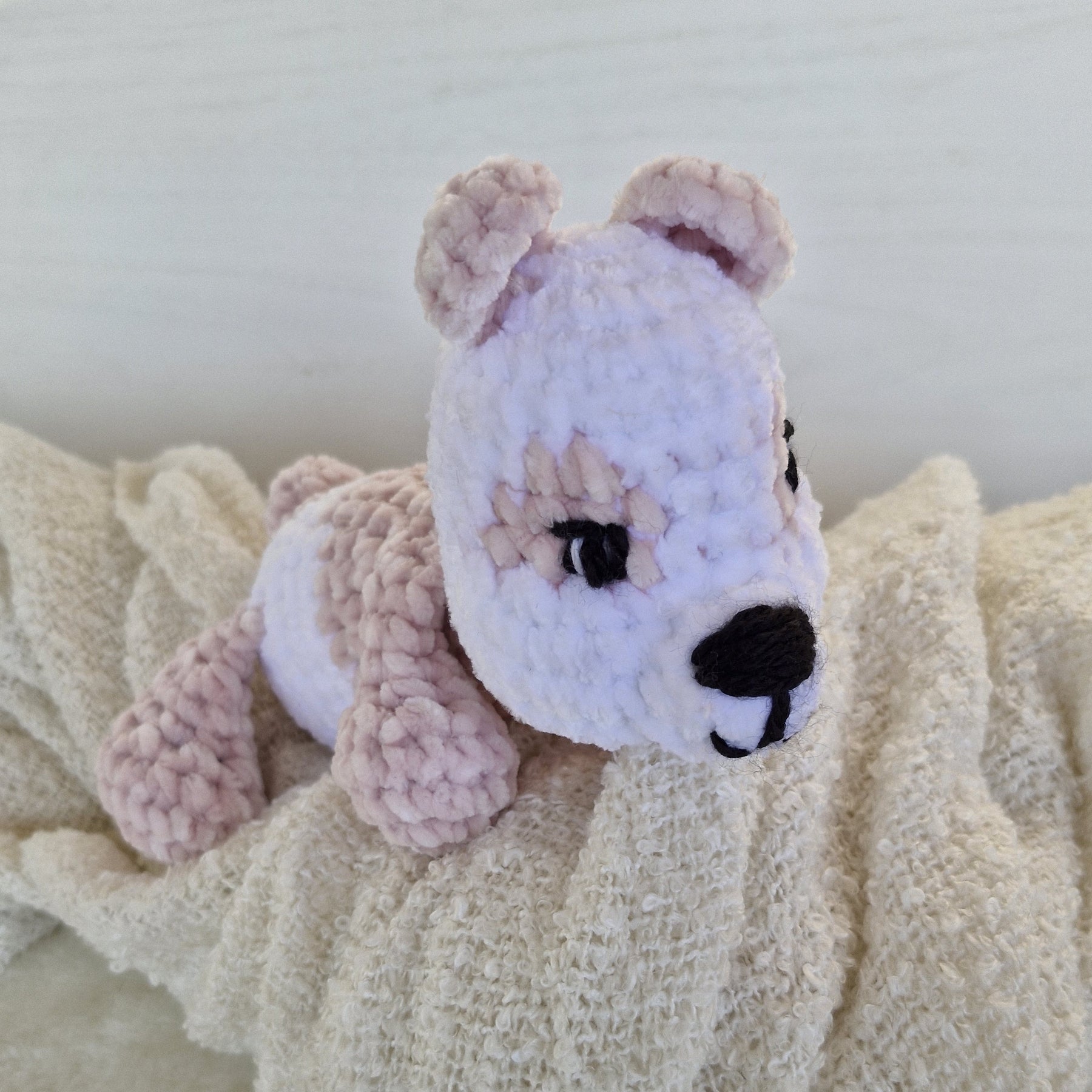 Handmade crochet Cutest little Sleepy Bear- Pink and White
