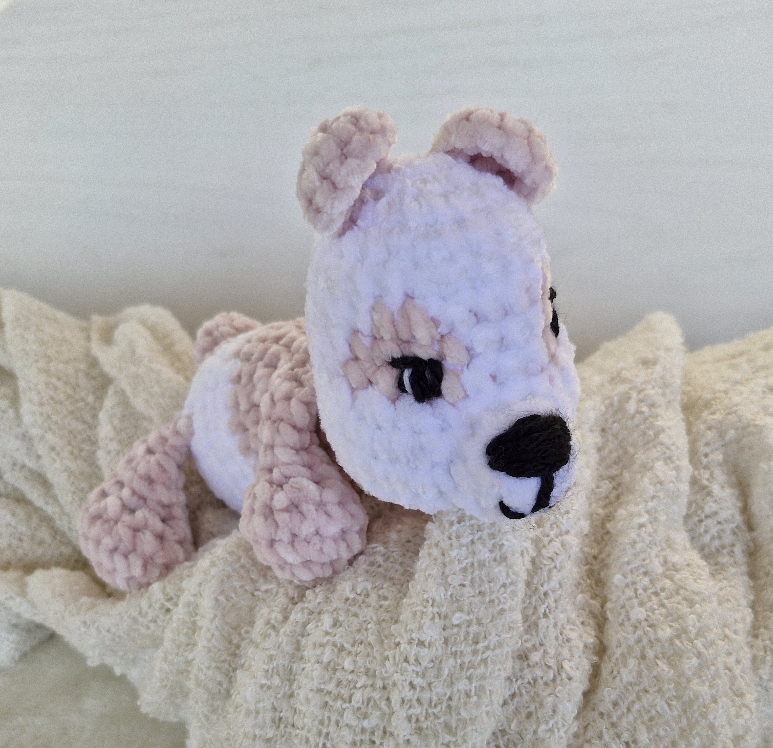 Handmade crochet Cutest little Sleepy Bear- Pink and White