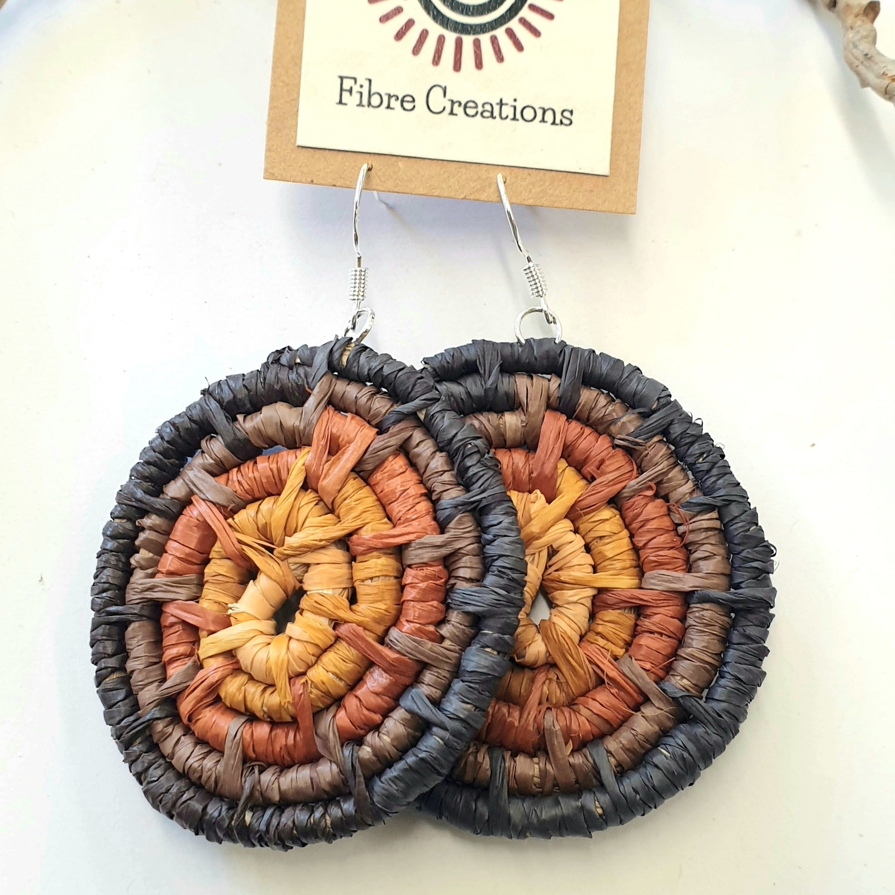 Handmade raffia coil earrings