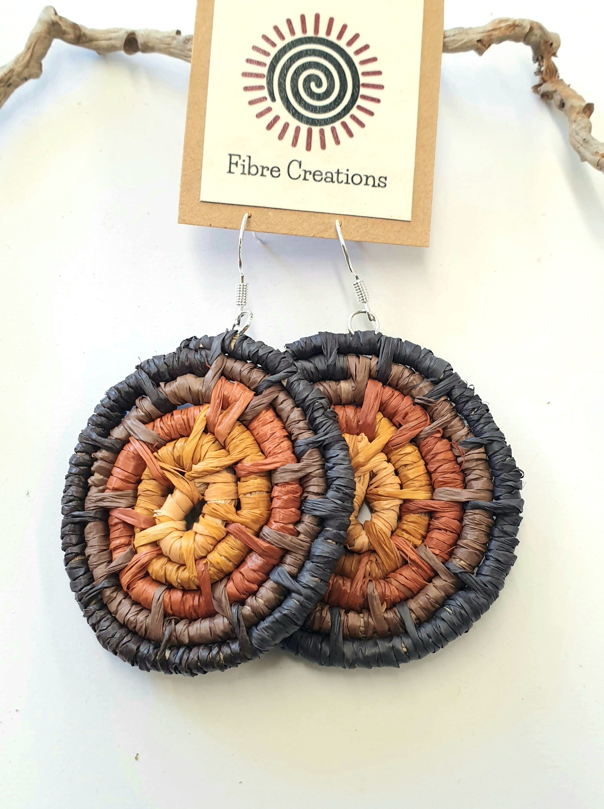 Handmade raffia coil earrings