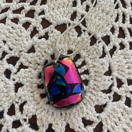 Dichroic glass pendant (Pink)