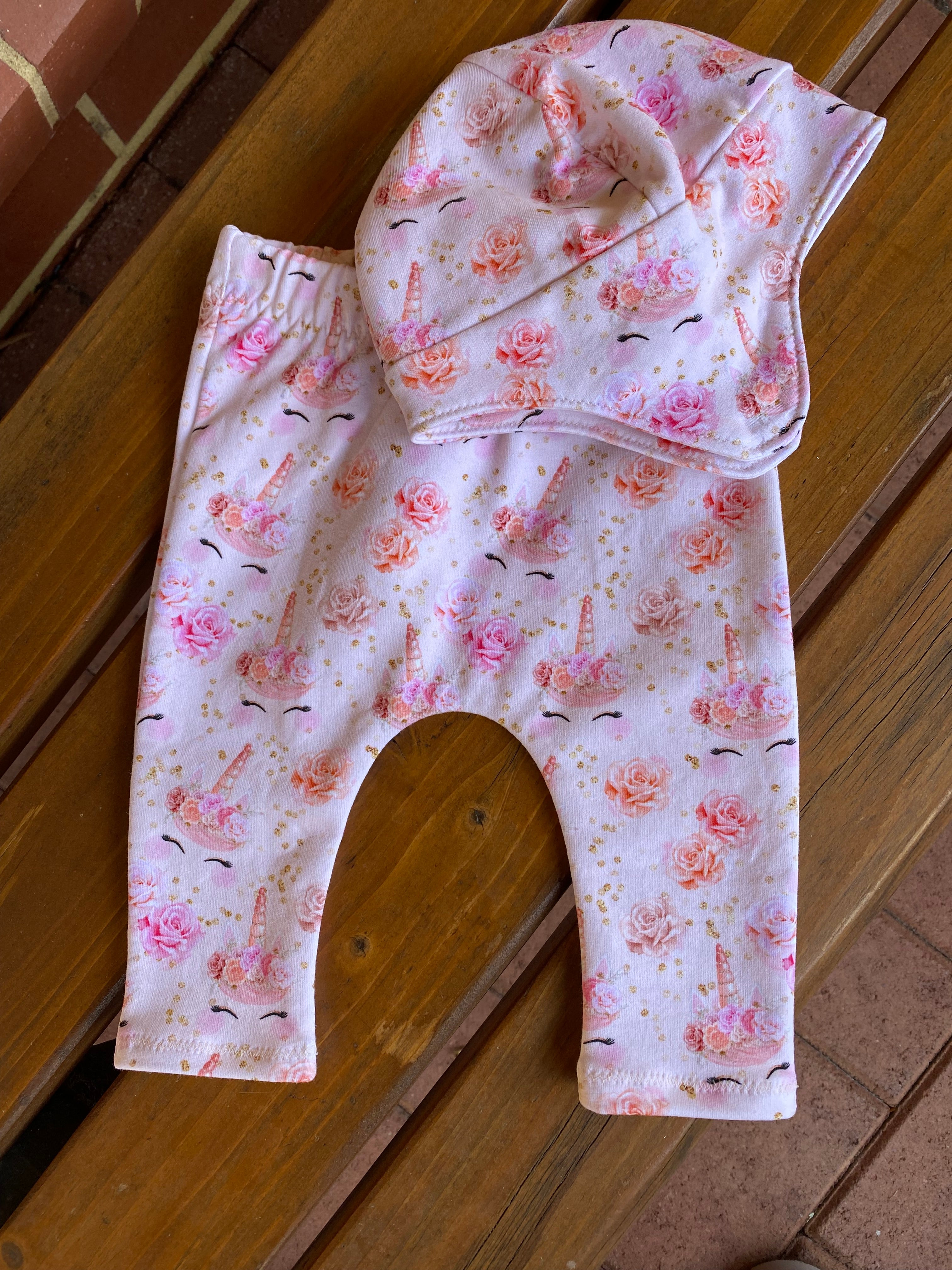 Pink Unicorn Leggings and Cap Size 000