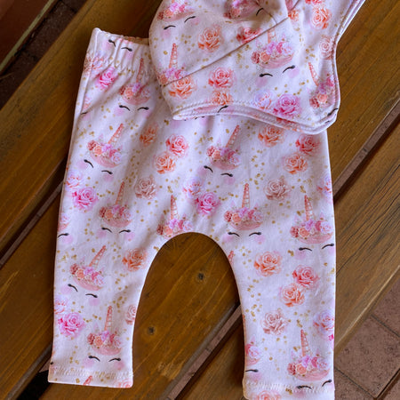 Pink Unicorn Leggings and Cap Size 000