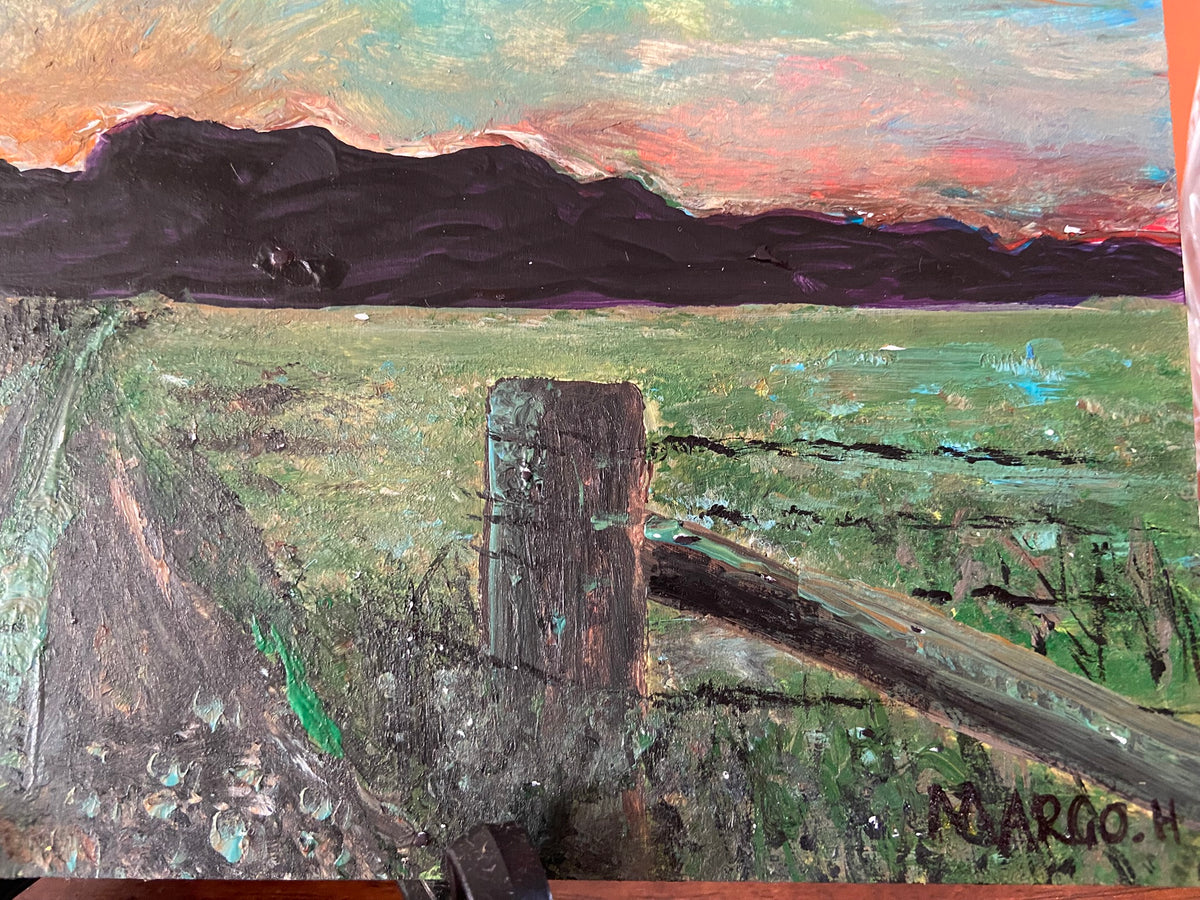 "Near Gloucester" original acrylic on card painting by Margo Humphries