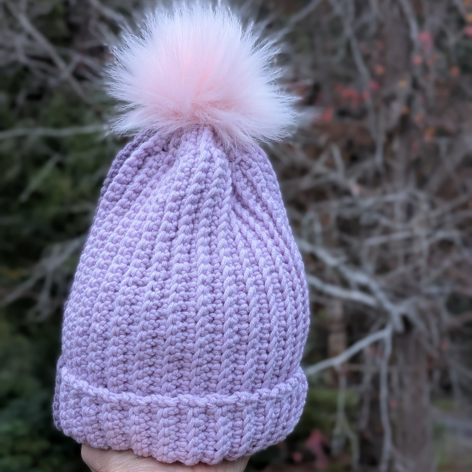 Merino Beanie Mauve Purple Tones Pink Pompom