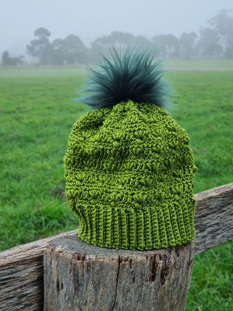 Slanted petals crochet beanie