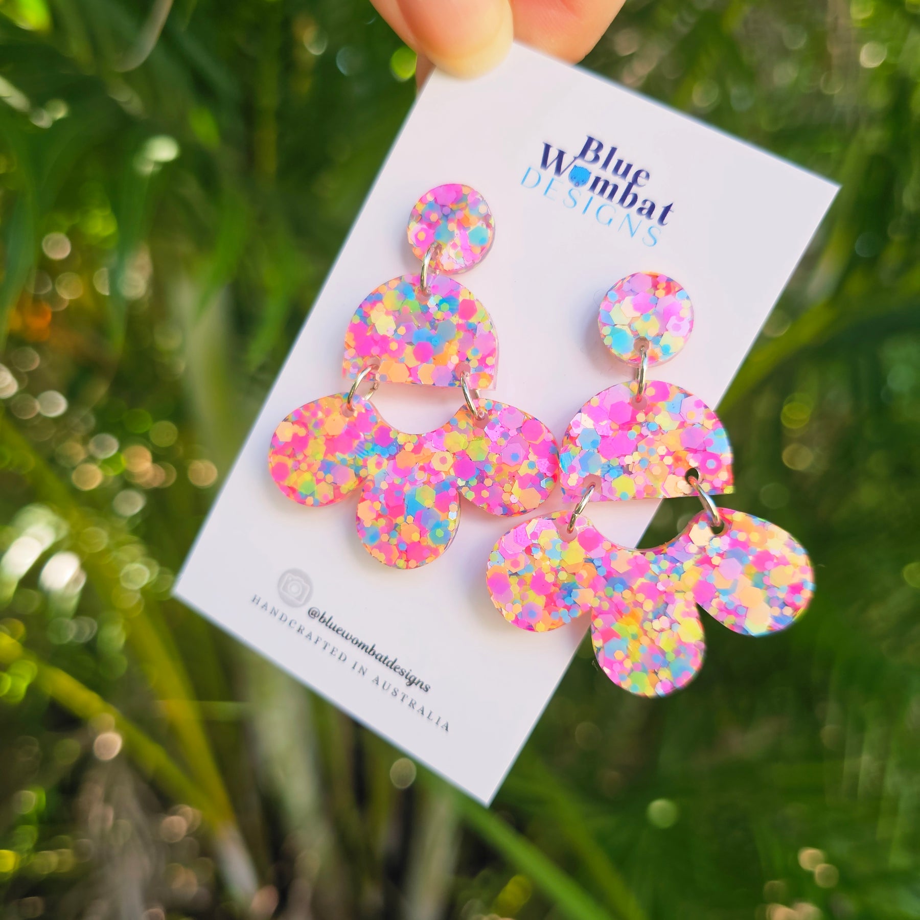 Chandelier Resin Colourful Glitter Statement Earrings