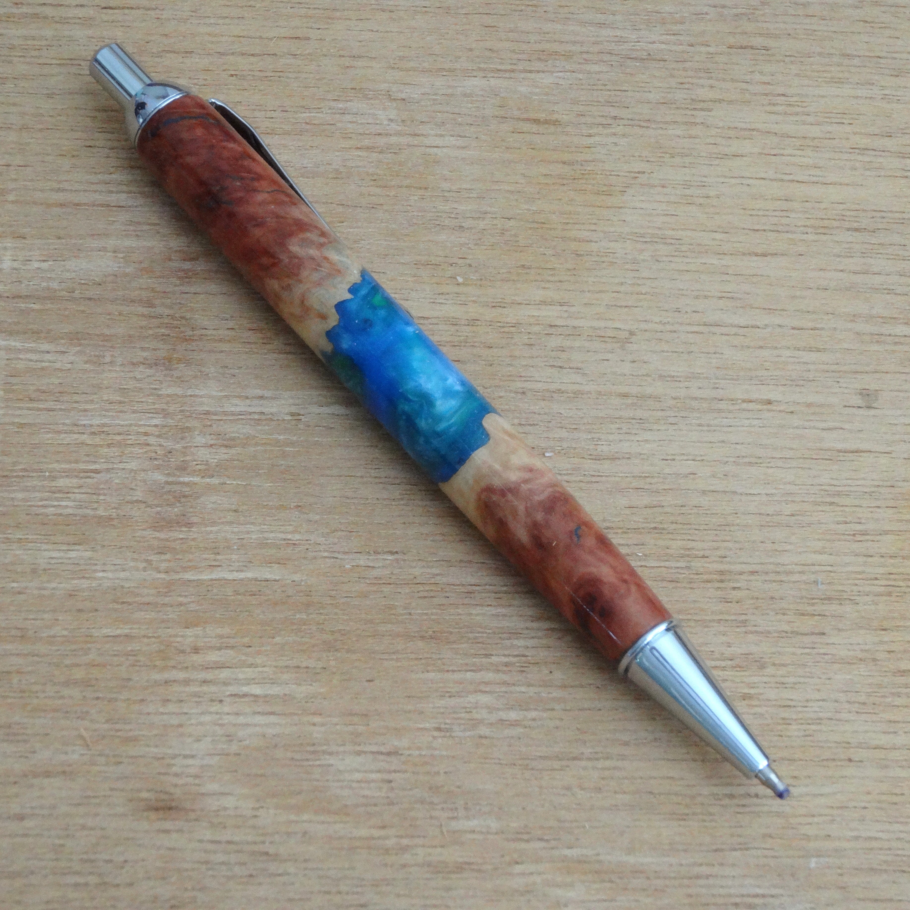 Wood-Resin Blue/Green Swirl Pen